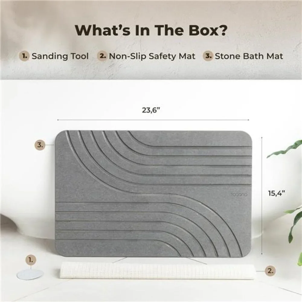 Diatomaceous Earth Stone Bath Mat Non Slip Quick Dry Absorbent Shower Mat